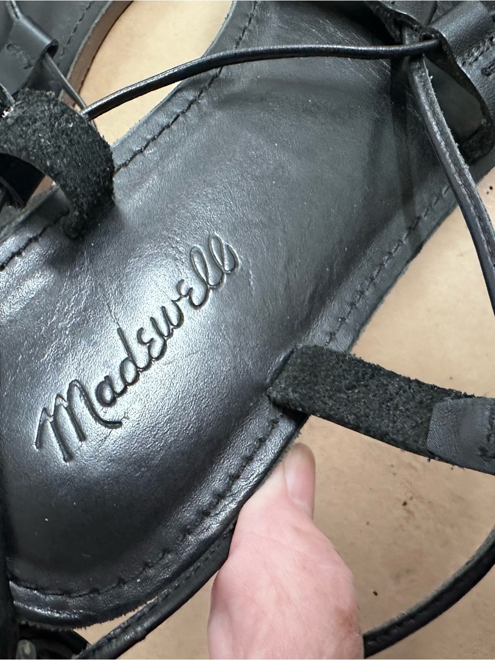 Women's Madewell Black Lace-Up Leather Sandals - Picture 3 of 5